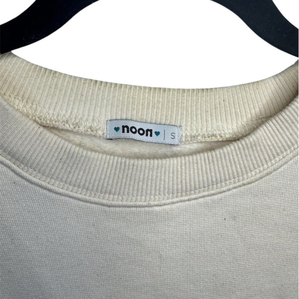 Noon Sweatshirt Womens S Ivory Pullover Crewneck Purple Heart Lightning - Picture 2 of 8